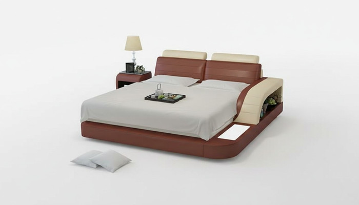 Moderní ložnice Postel Vysoká kvalita designu Postele Polštář Multifunkce +USB