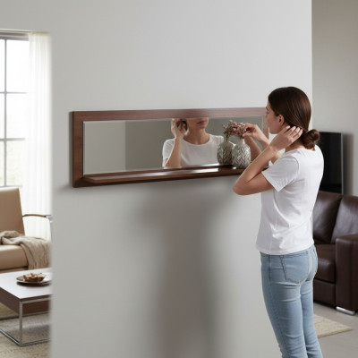 Klasické zrcadlo se dřevěným rámečkem Nový nábytek 154x45cm sklo rám stěna