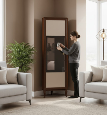 Edler Luxus Schrank Vitrine Glas Klassische Schränke Vitrinen Wohnzimmer Möbel