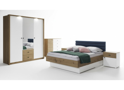 Sada ložnice s postelí, 2 nočními stolky, klasickým rámem postele, designový nábytek 3 ks.