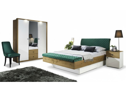 Set Designer Polsterbett Bett Betten Stoff Ehebett Designerbett Nachttisch 2tlg.