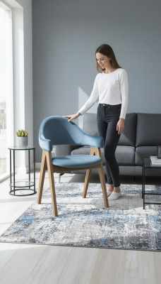 Jídelní set 6x židlí luxusního designu s polstrováním z masivního dřeva kancelářského sezení.