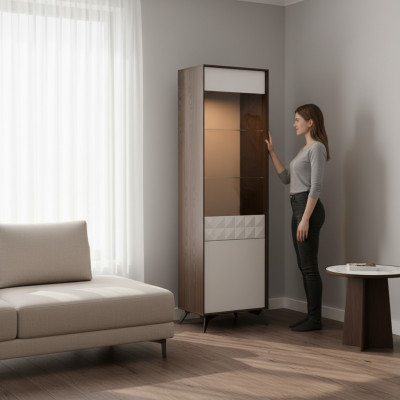 Moderní skleněná skříň Vitrína Obývací pokoj Designové skříně Sklo Nábytek nový