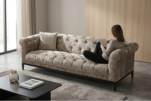 Edle Luxus Chesterfield Sofa Couch Polster Stoff Leder Couchen Polster