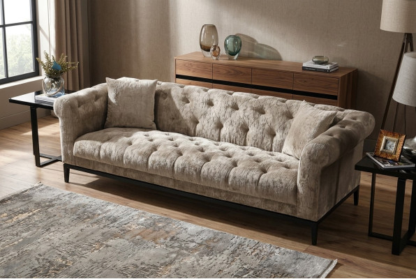 Edle Luxus Chesterfield Sofa Couch Polster Stoff Leder Couchen Polster