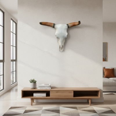 Bullenschädel Stierkopf Wand Skulpturen Höhe 64 cm Deko Figur Wand Dekoration