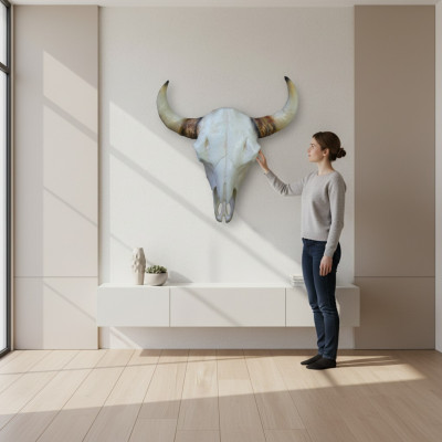 Bullenschädel Stierkopf Wand Skulpturen Höhe 64 cm Deko Figur Skelett Schädel