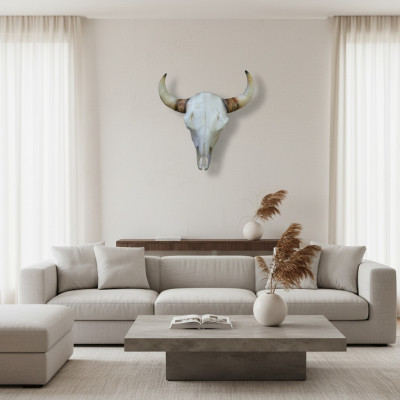 Bullenschädel Stierkopf Wand Skulpturen Höhe 64 cm Deko Figur Skelett Schädel