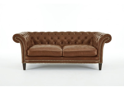 Chesterfield Mens Club Sofa Couch Leder Polster Zweisitzer Braun NEW jvmoebel ®
