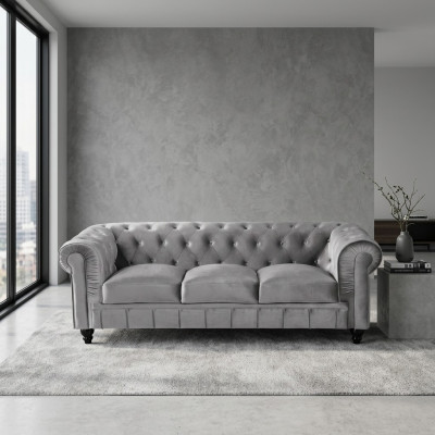 Chesterfield Sofa Couch Polster Stoff Leder Couchen Polster Garnitur 3 Sitzers