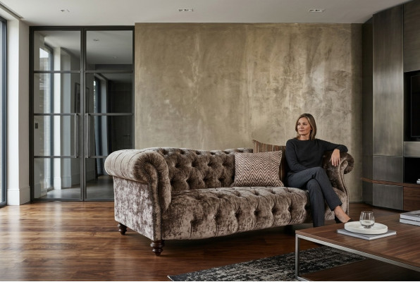 Chesterfield Sofa Couch Polster Stoff Leder Couchen Polster Garnitur 3 Sitzers