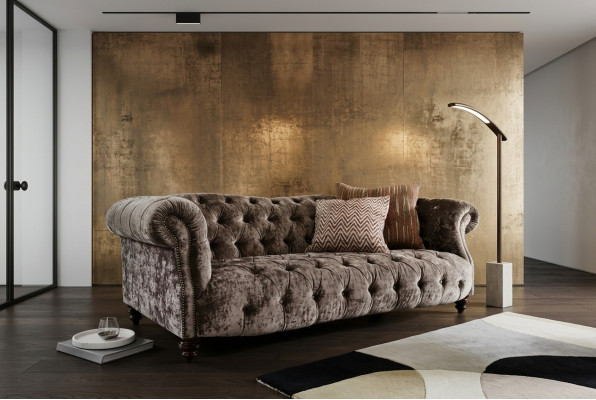 Chesterfield Sofa Couch Polster Stoff Leder Couchen Polster Garnitur 3 Sitzers