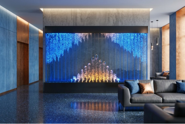 Moderne Trennwand Wasser Wände LED Wasserwand Dekorative Beleuchtete Wand