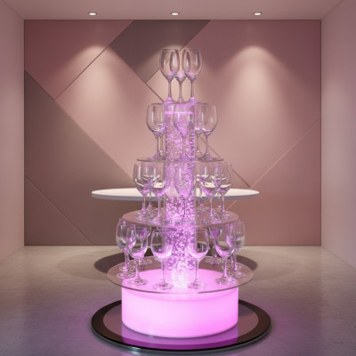 Champagne Tower Sekt Turm Wasser Säule Beleuchtet Regal Säulen