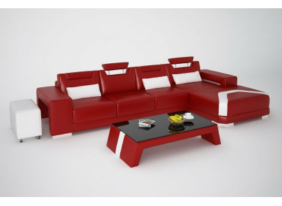 Designer Sofa Couch Ecksofa mit Hocker Polster Garnitur Wohnlandschaft L Form