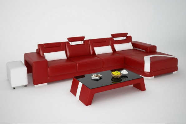 Garnitur Möbel Wohnzimmer Komplett Set 3tlg. Ecksofa Sofa Hocker Tisch