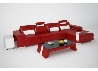 Garnitur Möbel Wohnzimmer Komplett Set 3tlg. Ecksofa Sofa Hocker Tisch