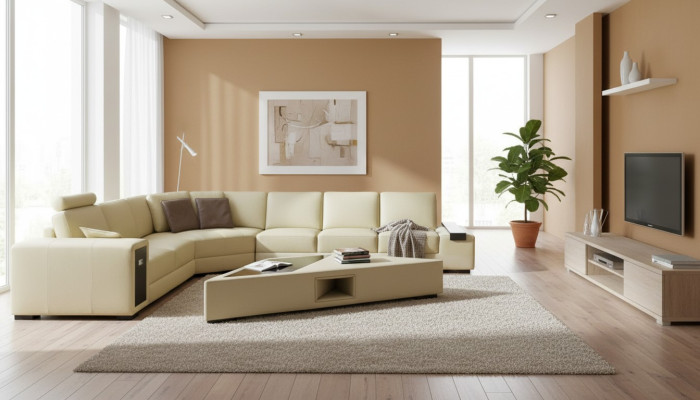 Designer Sofa Couch Ecksofa mit Hocker Garnitur Polster Wohnlandschaft