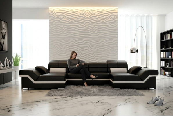 Ecksofa Sofa Couch Polster Wohnlandschaft Leder Ecke Garnitur U Form
