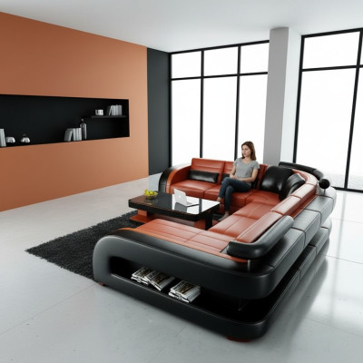Luxuriöse Wohnzimmer Eckgarnitur Ecksofa Eckcouch Sofa Polster Ecke Couch Leder