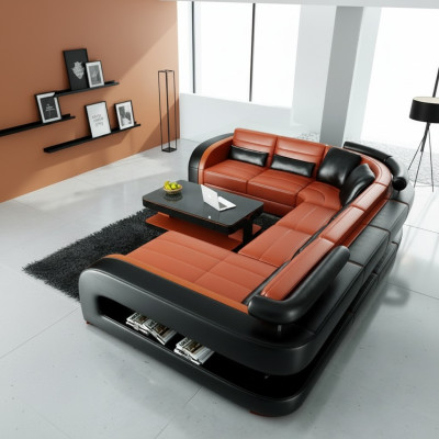 Luxuriöse Wohnzimmer Eckgarnitur Ecksofa Eckcouch Sofa Polster Ecke Couch Leder