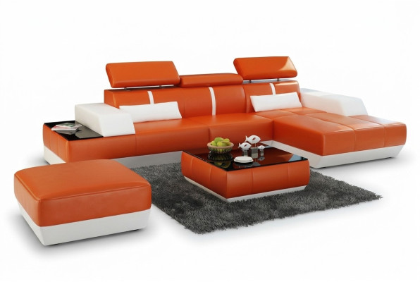 Moderne Sofa Eckgarnitur L Form Polster Sitz Ecke Couch + Hocker