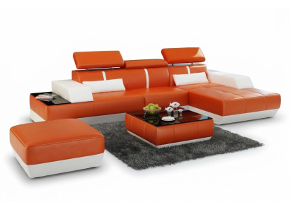 Moderne Sofa Eckgarnitur L Form Polster Sitz Ecke Couch + Hocker
