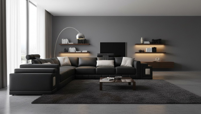 Ecksofa Leder Sofa Couch Polster Eck Wohnlandschaft Sitz Garnitur L-Form
