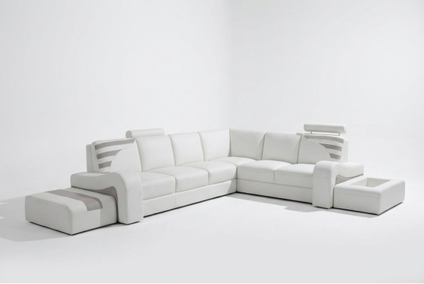Moderne Sofa Eckgarnitur L Form Polster Sitz Ecke Dekor Couch + Hocker