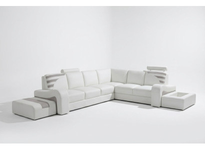 Moderne Sofa Eckgarnitur L Form Polster Sitz Ecke Dekor Couch + Hocker