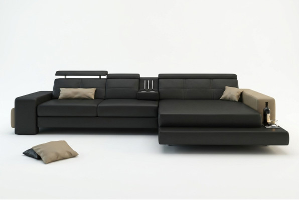 Garnitur Designer Sofa Couch Ecksofa mit Hocker Wohnlandschaft Polster