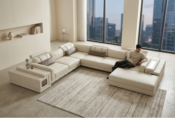 Ledersofa U-Form Couch Wohnlandschaft Ecksofa Garnitur Design Modern Sofa neu