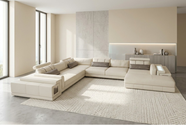 Ledersofa U-Form Couch Wohnlandschaft Ecksofa Garnitur Design Modern Sofa neu
