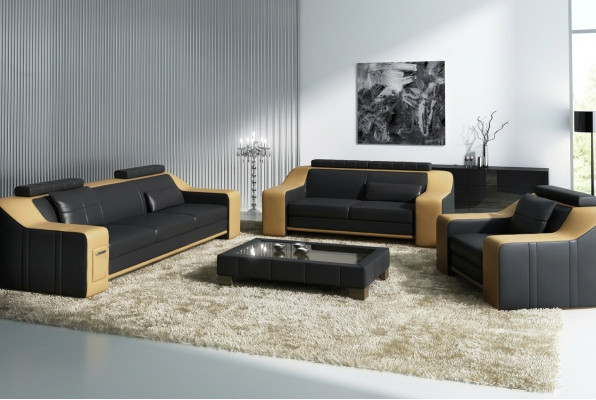 Ledersofa Couch Wohnlandschaft 3+2+1 Sitzer Garnitur Modern Sofa Garnituren neu