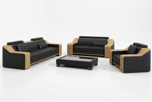 Ledersofa Couch Wohnlandschaft 3+2+1 Sitzer Garnitur Modern Sofa Garnituren neu