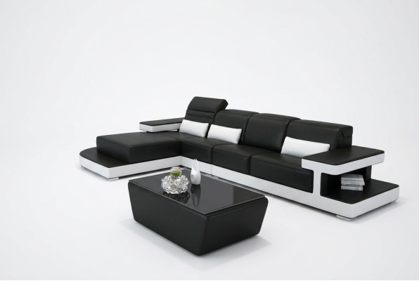 Leder Modern Couch Wohnlandschaft Deko Ledersofa Sofagarnitur Sofa L-Form