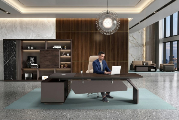 Büroeinrichtung 2tlg. Set Schreibtisch Tische Chef Tisch Aktenschrank