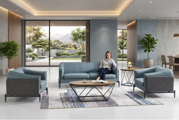 Luxuriöses 3+1+1 Sofa-Set im modernen Designerstil mit Textilbezug