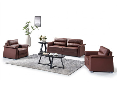 Sofa Couch Polster Leder Couchen Polster Garnitur 3+1+1 Sitzer Büro Möbel Set