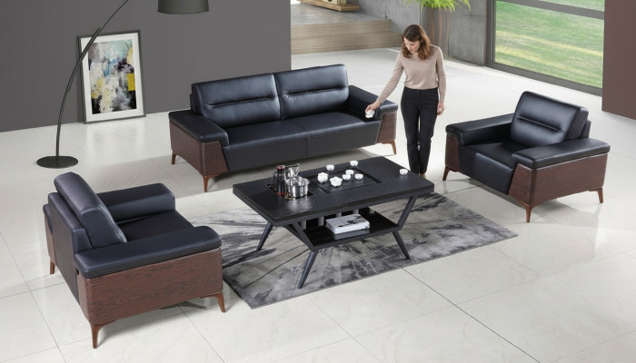 Design Sofagarnitur 3+1+1 Sitzer Leder Couch Polster Sofas Büroeinrichtung Neu