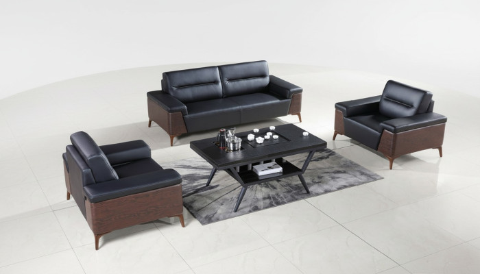 Design Sofagarnitur 3+1+1 Sitzer Leder Couch Polster Sofas Büroeinrichtung Neu