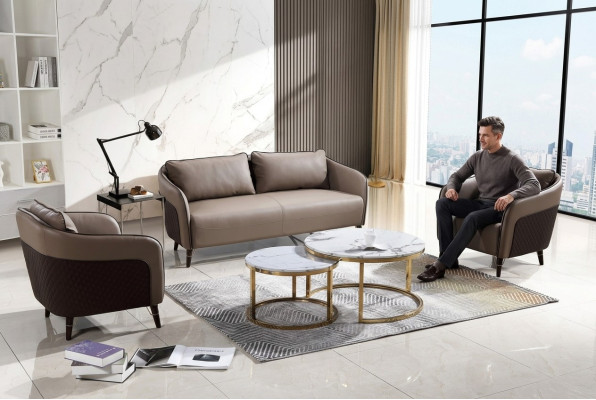 Sofagarnitur Büro Couch Polster Sofa Set 3+1+1 Leder Couchen Sofas Komplett Neu