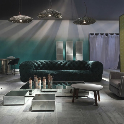 Luxus Chesterfield Samt Verlour Dreisitzer Stoff Couchen Polster Sofa