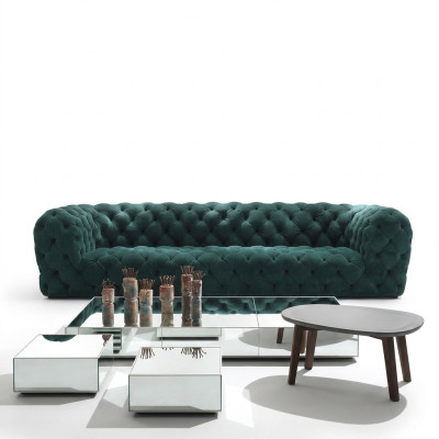Luxus Chesterfield Samt Verlour Dreisitzer Stoff Couchen Polster Sofa