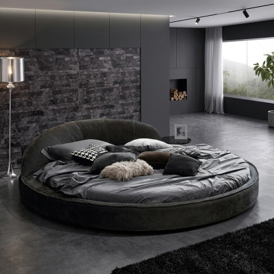 Rundes Bett Moderne Design Luxus Polster Rund Betten Textil Stoff Rundbetten neu