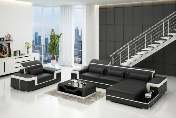 Ecksofa Set Pohovka Čalouněný rohový nábytek Křeslo Obývací sestava L tvar