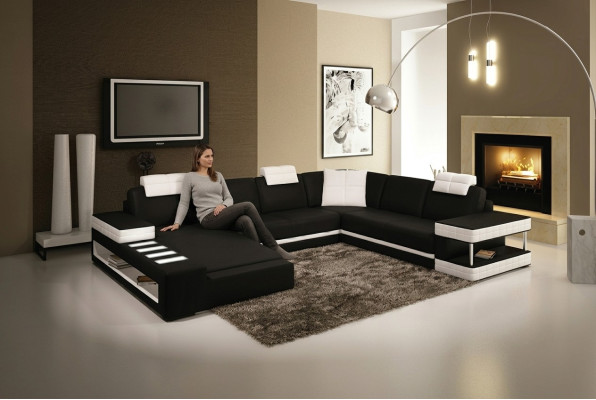 U Form Sofa Couch Polster Garnitur Wohnlandschaft Design Luxus Ecksofa   Do češtiny: Rozkládací sedací souprava v obývacím designu tvaru U Luxusní rohová pohovka