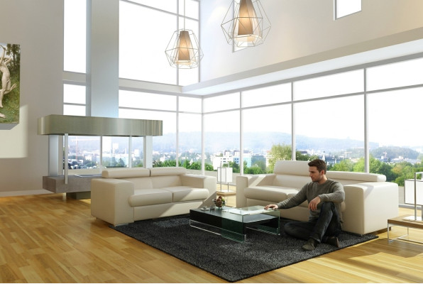 Ledersofa Couch Sofagarnitur Polster 3+1+1 Sitzer Couchen Sofa Design