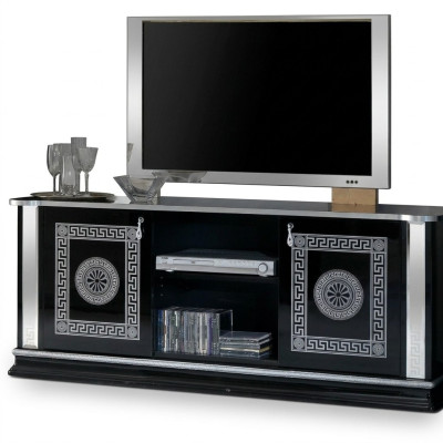 Černý televizní stůl RTV skříň Lowboard nábytek Televizní stolek Design TV skříň