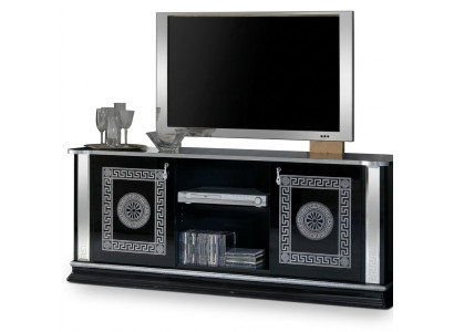 Černý televizní stůl RTV skříň Lowboard nábytek Televizní stolek Design TV skříň